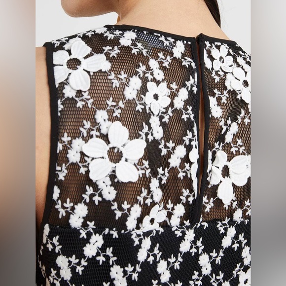 Micheal Kors Embroidered Black and White Floral Dress - Picture 4 of 12